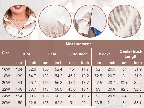 Plus Size Womens  Corduroy Shirt Long Sleeve Button Down Shirts Fall Blouses Tops Casual Jacket Shacket Loose Fit Womenswear#US 2025 Deals for You Days