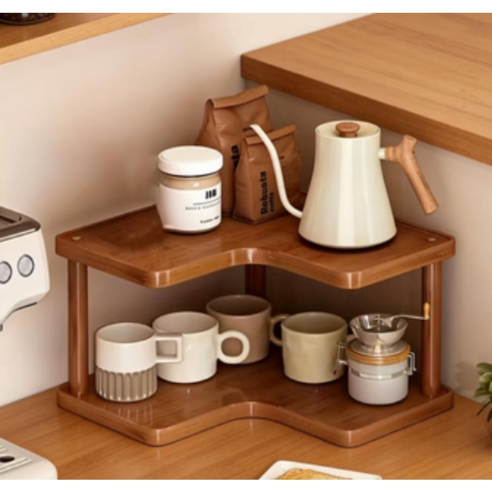 Modern-style multi-layer storage rack, no installation required and space-saving, L-shaped stable design suitable for kitchen, bedroom, study countertops, a magic tool for corner organization, multi-functional shelf, corner rack