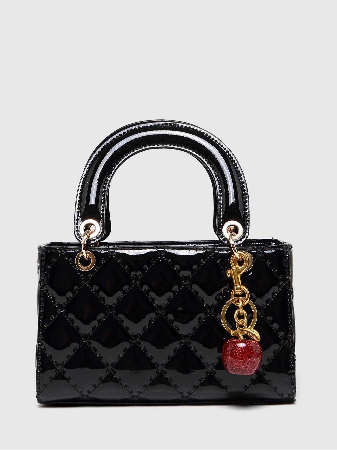 PU Leather Crossbody Bag, Wine Quilted Handbag, Casual Geometric Pattern Shoulder Clutch, Fall Winter Fashion Accessory, Lightweight Crossbody Bag, Crossbody Clutch Purse