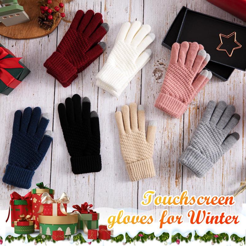 Thermal Touch Screen Gloves, Warm Fleece Lined Elastic Knit Gloves for Cold Weather Outdoor Activities, Soft Winter Gloves Ideal Gift for Men Women