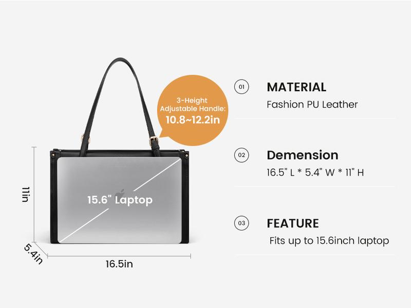 LOVEVOOK Fall Laptop Tote Bag for Women, 15.6 Inch Stylish Vegan Leather Work Tote Bag Purse, Large Capacity And Waterproof Computer Briefcase for Business Office Travel