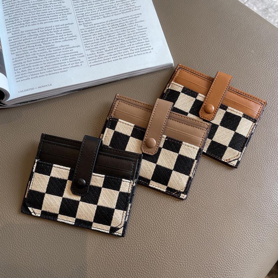 Women's Fashion Colorblock Plaid Short Wallet - Casual Canvas & PU Leather Zipper Card Holder With Snap Closure Leather Lining And Edging | Hand Or Dry Clean Only Card Covers Wallet For Cards Card Holder For Women