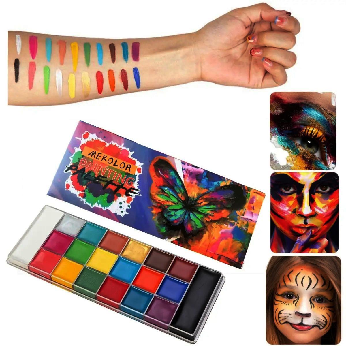 20 Color Oil-Based Face Paint Set, Ideal for Body Art, Stage Makeup, Halloween, Christmas Cosmetics, Versatile and Vibrant