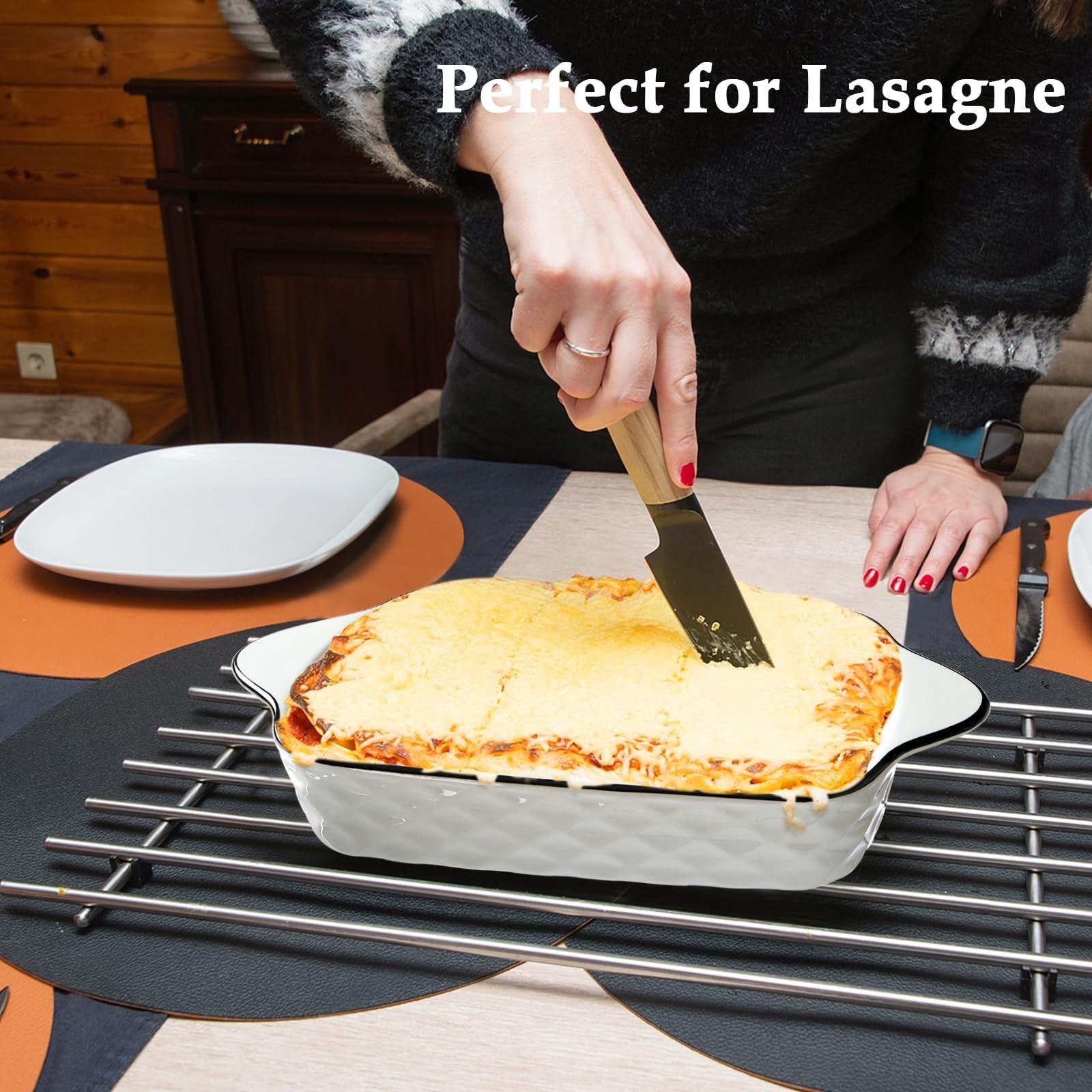 Ceramic Bakeware Set, Rectangle Shape with Handle Design, Oven & Microwave Safe for Cooking & Baking, Durable Kitchen Essentials