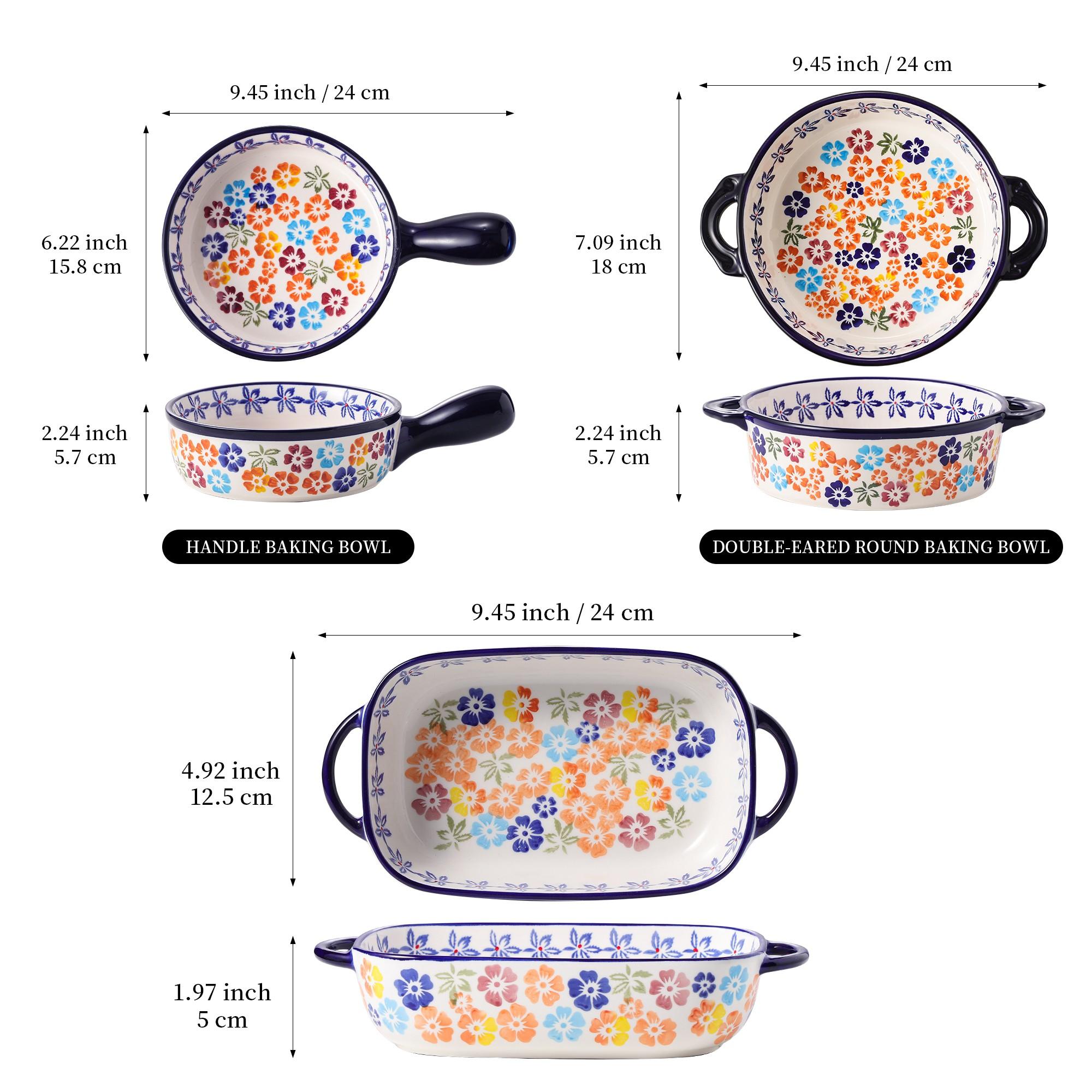 Vintage Ceramic Baking Tray, Heat Resistant Bakeware, Rectangle Fruit Bowl & Cheese Baked Rice Serving Dish, Ideal for Oven & Microwave Use at Home, Thermal Casserole Dish