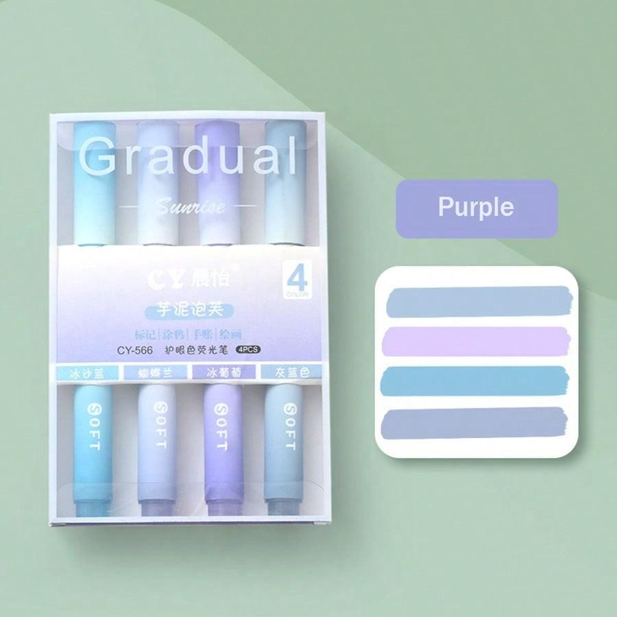 New Gradient Color Fluorescent Pen, High Aesthetic Large Capacity Highlighter Marker, Student Handwriting, Drawing, Note-Taking, Stationery