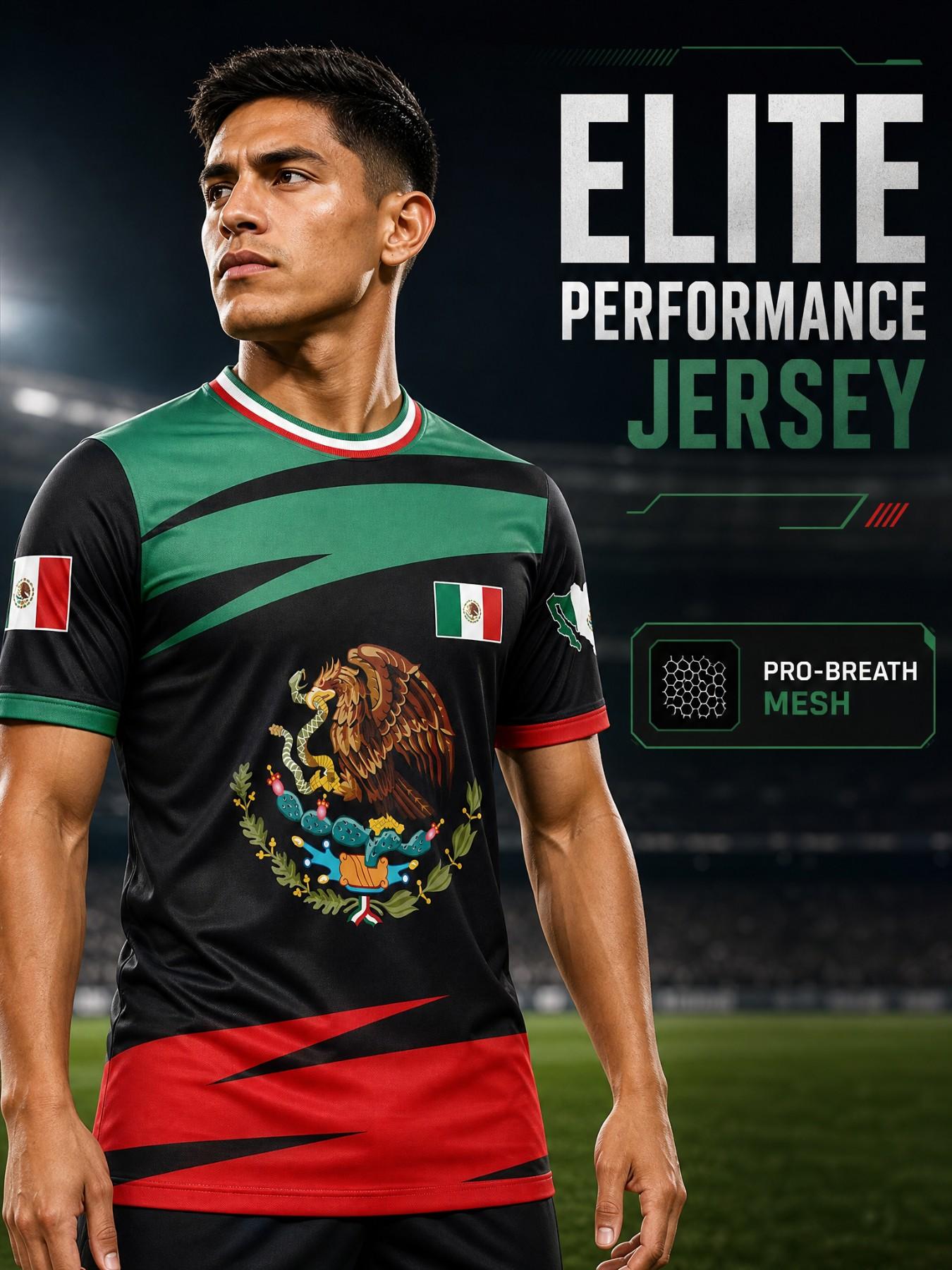 Mexico National Team Soccer Jersey Shirts, Men's Unisex - Gradient Stripes, Quick-Dry Breathable Lightweight, Sporty Style, Fan Sportswear Top