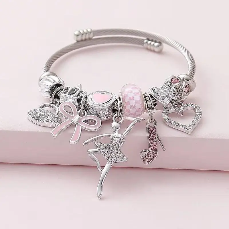 1PC Women's Fashion Trendy Bow Heart Bracelet Jewelry Accessories Suitable for Date, Party, Festival Gifts-50401, Acrylic Abs, One-Piece