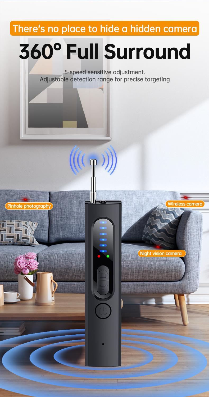 Hidden Camera Detectors ，GPS Tracker Detector with 5 Sensitivity Levels and Professional Modes for Office, Hotels, Bathroom Portable