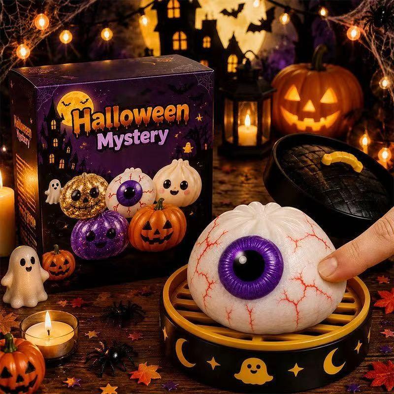 Halloween Ghost Squishy Mallow Stress Relief Toy, Grasp and Squeeze Pressure Release Gift Set, Perfect for Halloween Fun and Relaxation, Fidget Item