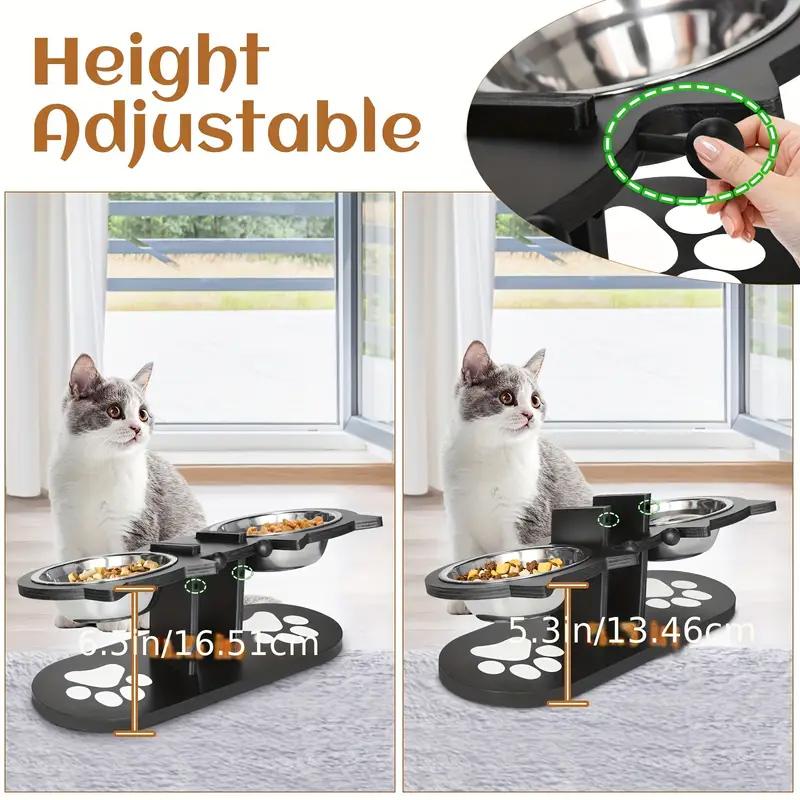 Durable Dog and Cat Feeding and Drinking Dish Raised Bowl for Cats Stainless Steel Pet Bowl Set, Dual Bowls for Cats & Dogs