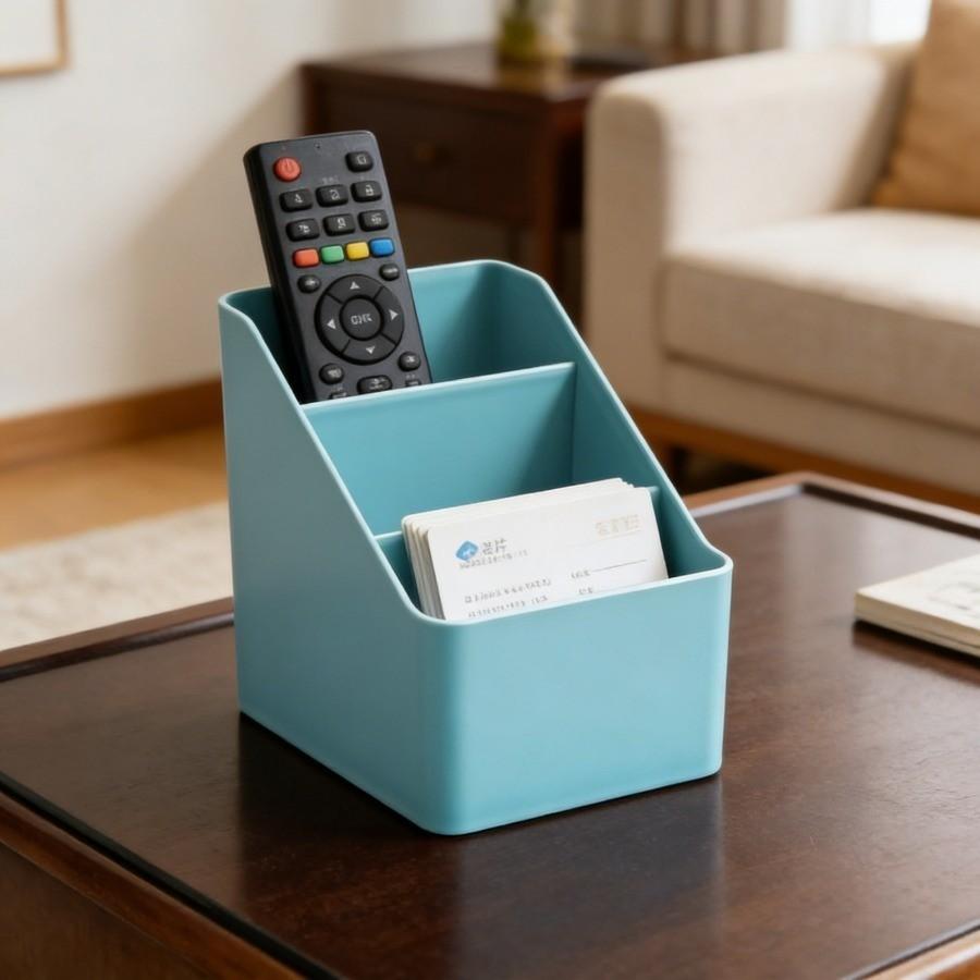 Plastic Desktop Organizer Box, Remote Control Holder & Storage Container, Ideal for Pens, Cards, Phones, Makeup, Office Supplies