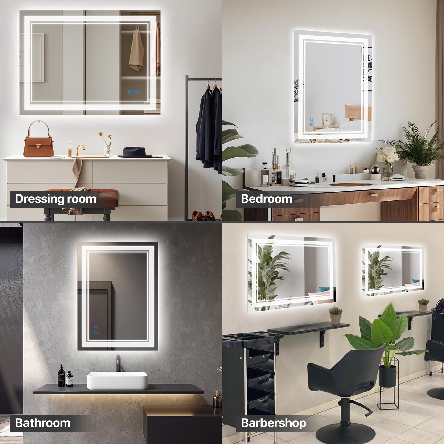 GLITGATE LED Bathroom Mirror Lights, Over Sink Bathroom Mirror with Tempered Glass, Dimmable Bathroom Mirror with Touch Control, 3-Color Options, Wall Mounted, Defogging&Memory Timing Function, Bedrooms, Closets, Hallways,Barber Shop GLITGATE LED Bathroom Mirror Lights, Over Sink Bathroom Mirror with Tempered Glass, Dimmable Bathroom Mirror with Touch Control, 3-Color Options, Wall Mounted, Defogging&Memory Timing Function, Bedrooms, Closets, Hallways,Barber Shop