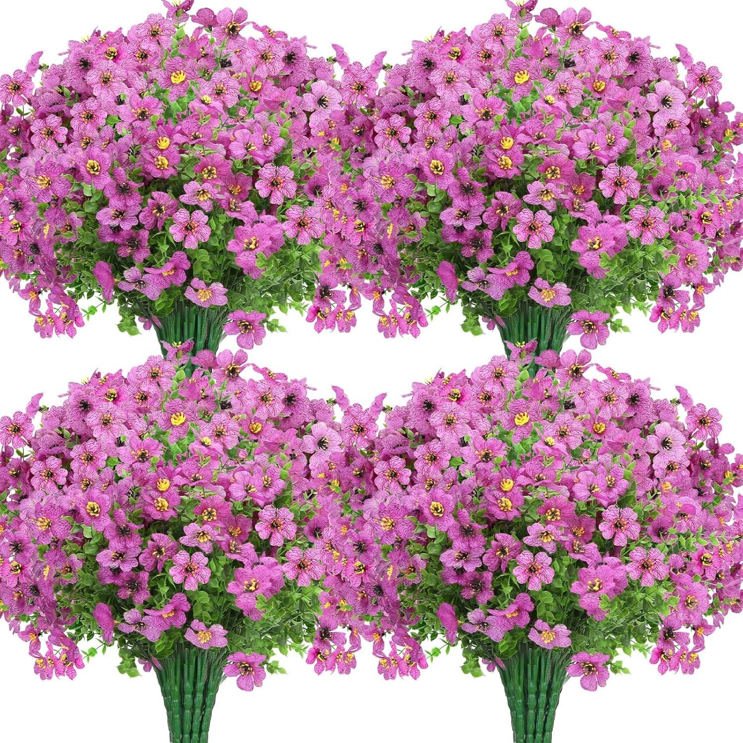 12-Piece Autumn Artificial Flower Bouquets, UV Protection Chrysanthemums, Outdoor Indoor Decor, 4 Colors, Full Season Home Decoration