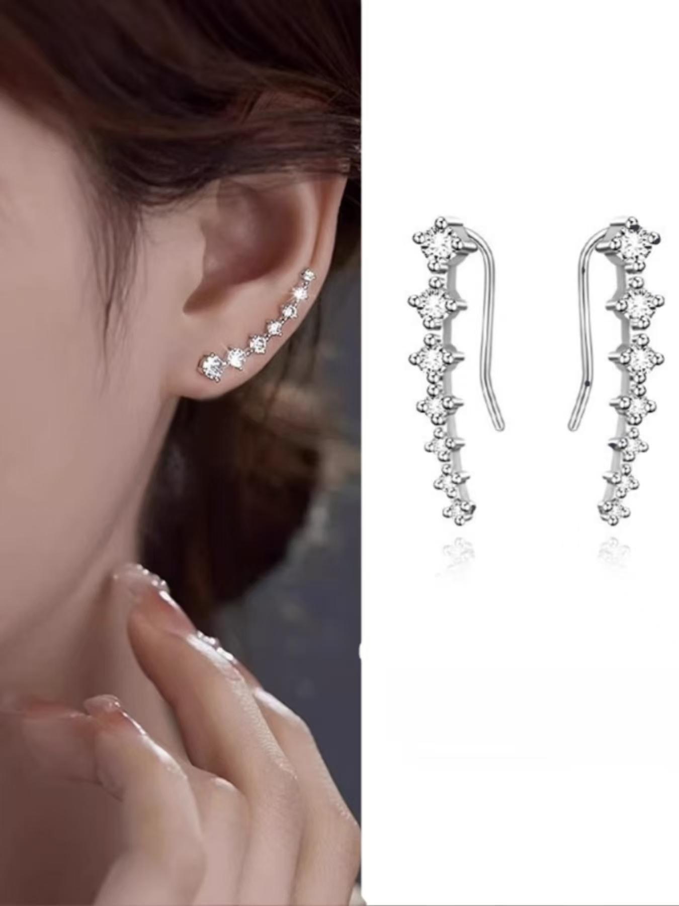 1 pair Star Zirconia Stud Earrings for Women – Luxury Sparkling Crystal Drop Dangle Earrings, Elegant Gift for Her, Trendy Fashion Jewelry