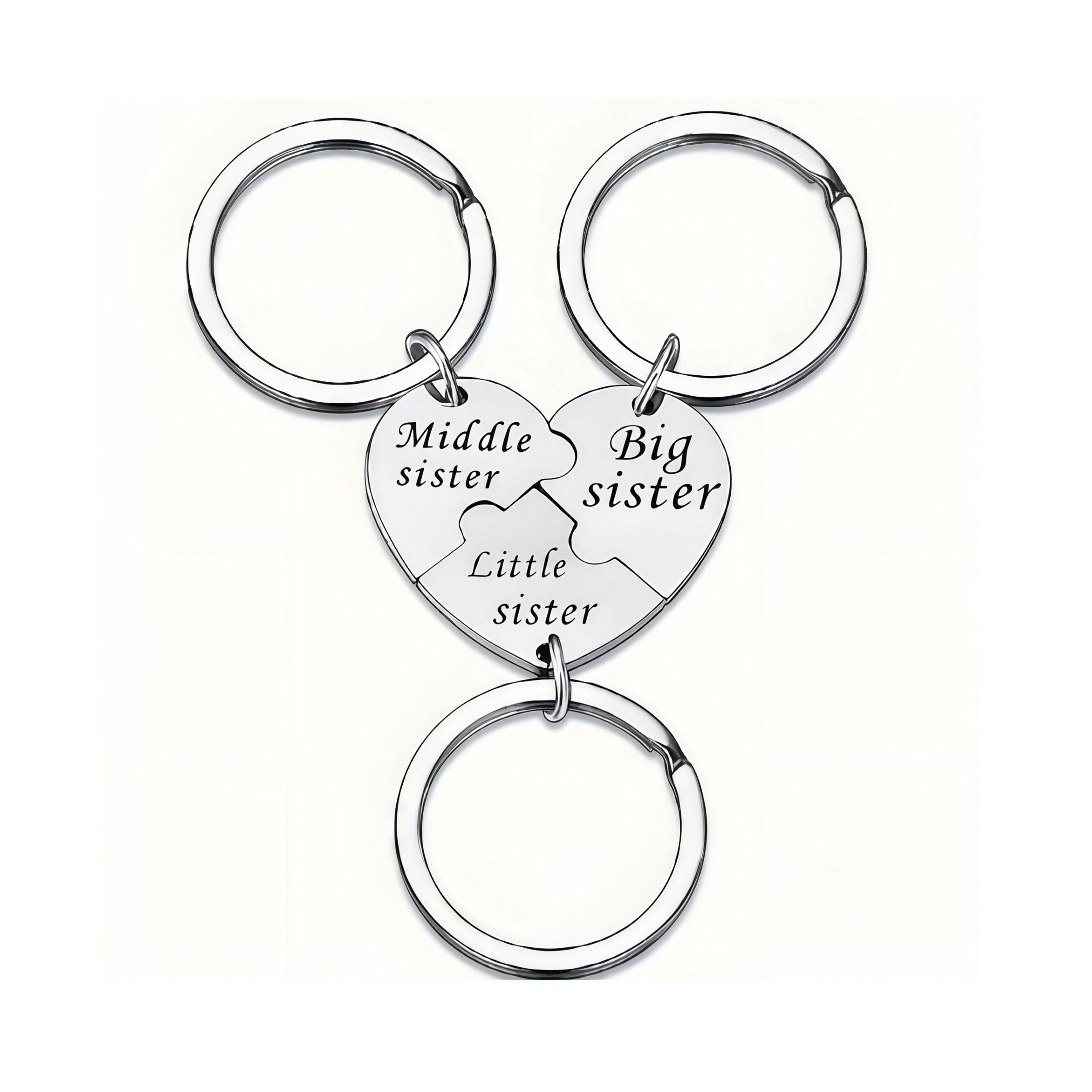 Set of 3 Heart-Shaped Keychains for Sisters, Perfect Gift for Your Favorite Sister, Unique Sisterly Gifts Set, Ideal Present for Special Occasions
