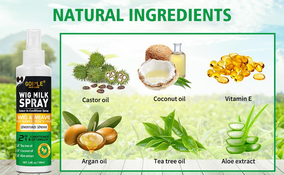 Goiple Wig Milk Spray 3.4 fl oz Leave-In Conditioner Spray for Synthetic Hair, Hydrates & Replenishes Haircare Moisturizing Tea Tree  Coconut Aloe