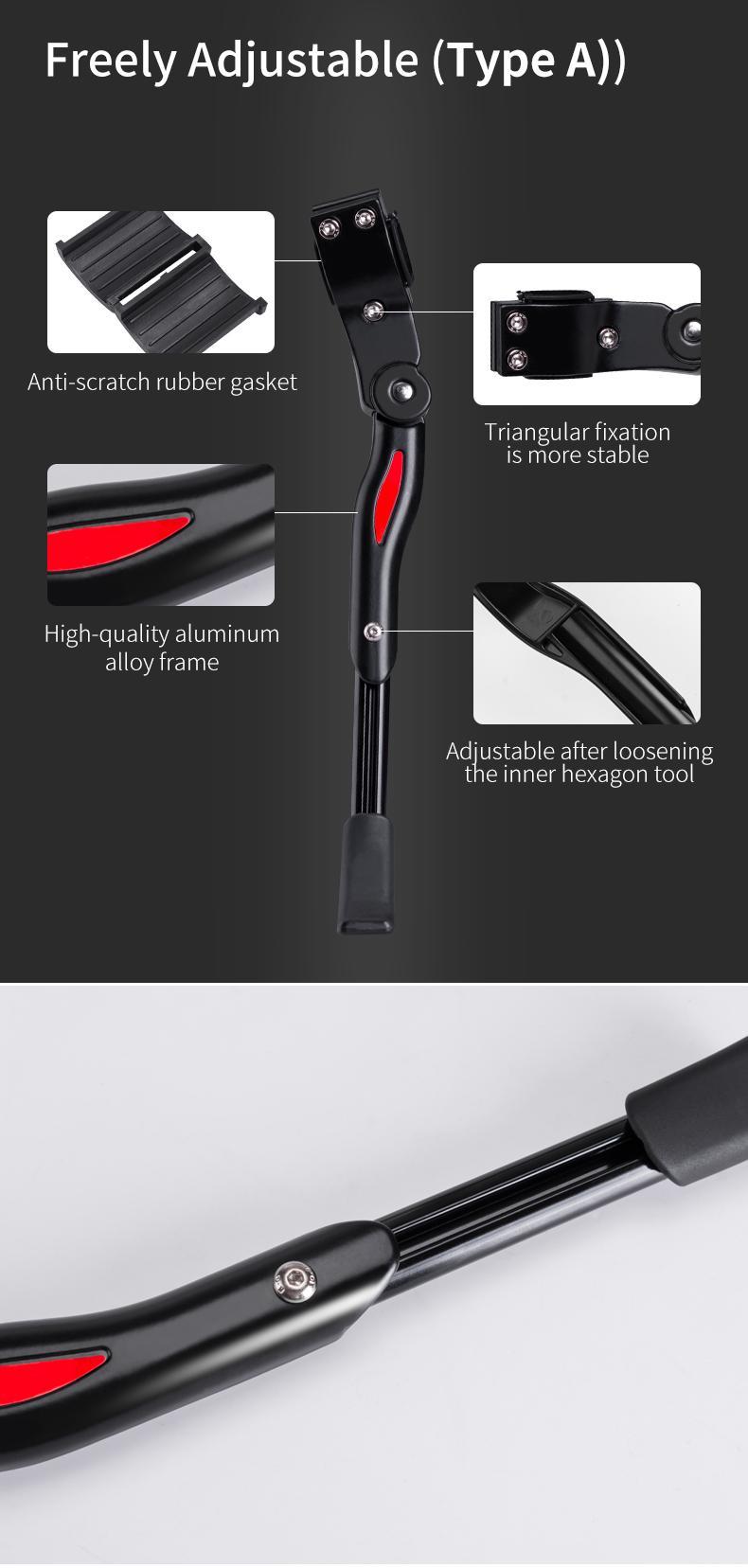 ROCKBROS Bike Kickstand for Mountain Bike Bicycle Kickstand Adults 24 inch to 28 inch Adjustable Bike Side Stand