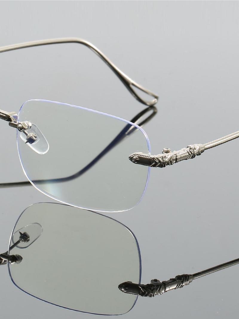 Unisex Frameless Metal Glasses, Anti-Blue Light, Clear Lens, Suitable for Outdoor Travel and Daily Use, All Seasons, Alloy Material, Lightweight Glasses