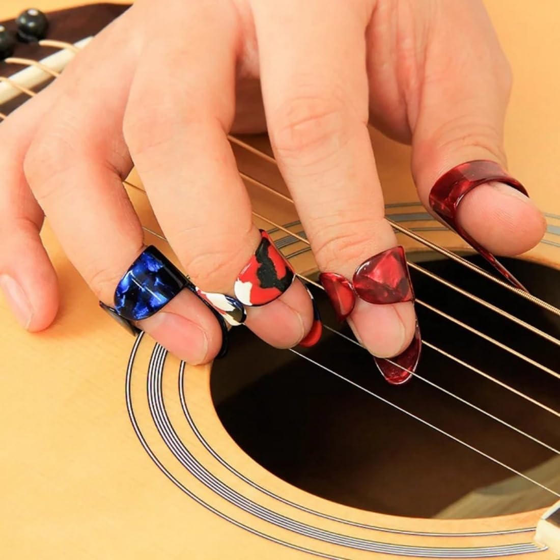 20 count Guitar Picks Set including 9 count index finger picks, 3 count thumb picks, 8 count 0.46mm guitar picks for guitars, ukuleles ( Color)-guitar & bass accessories,guitar fingertip protector