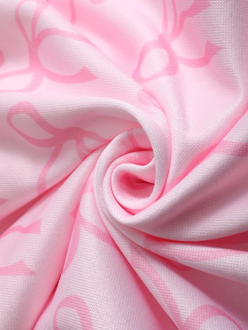 Women's Hooded Sweatshirt with Bow Print, Long Sleeve Fitted Casual Top, Spring & Fall Fashion, Perfect Gift for Valentine's Day