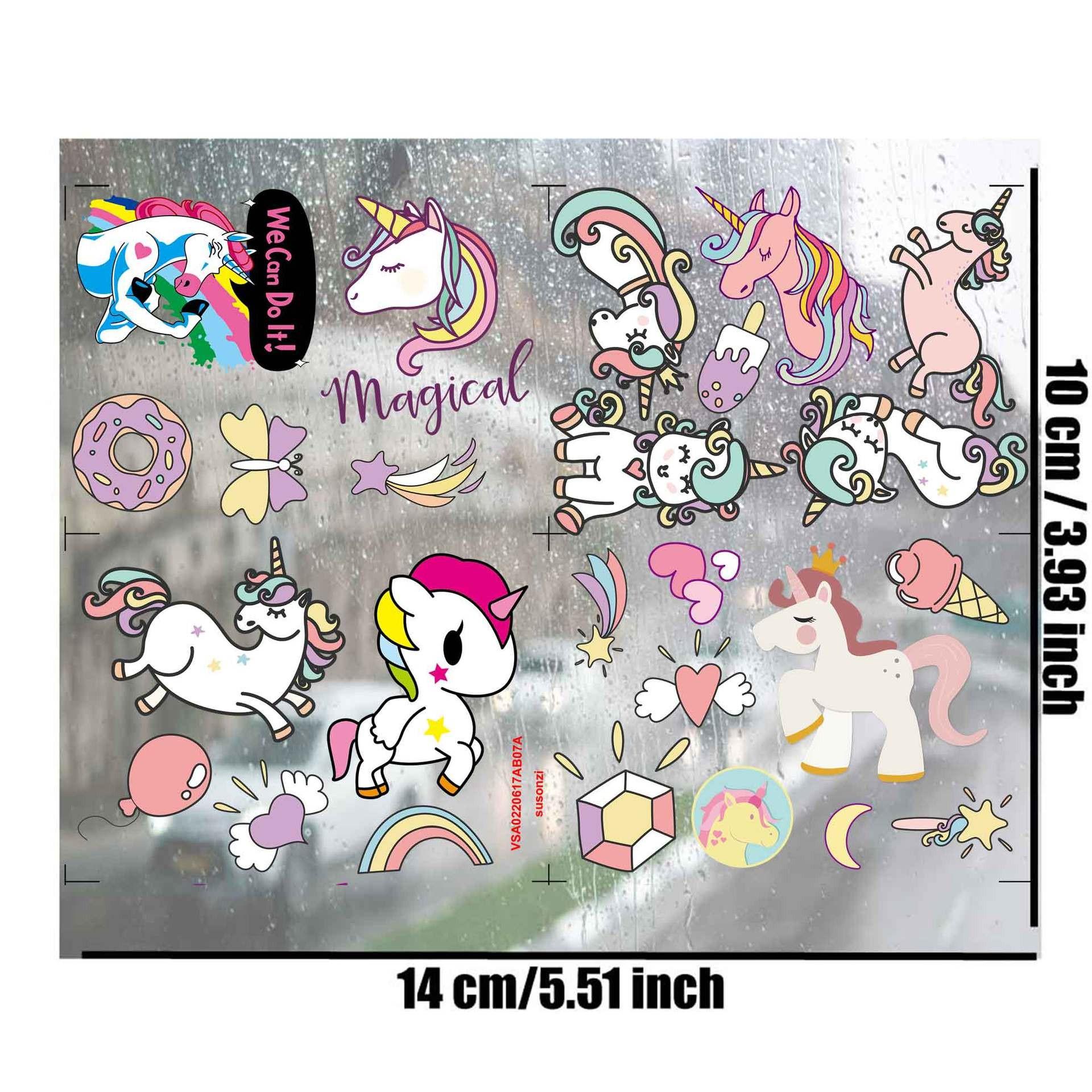 Rainbow Horse Theme Transparent Transfer Sticker, Waterproof Cloud Decorative Sticker, for Cups, Helmets, Skateboards, Phones, Gifts