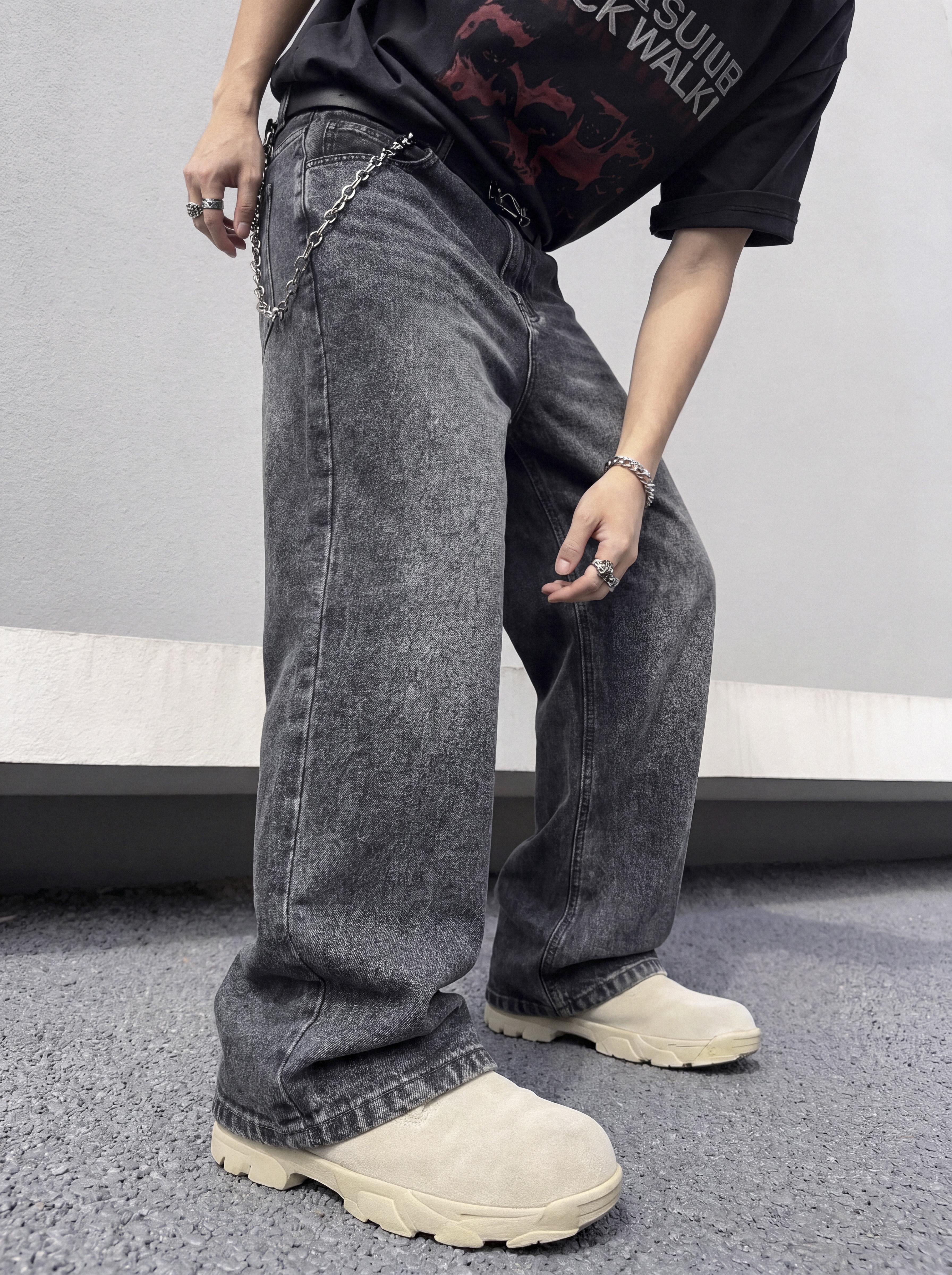 Men's Vintage Washed Loose Wide-Leg Jeans, Full-Length Y2K Street Style Denim Pants, Skateboard & Hip Hop Casual Trousers, Perfect Gift for Boyfriend or Husband.