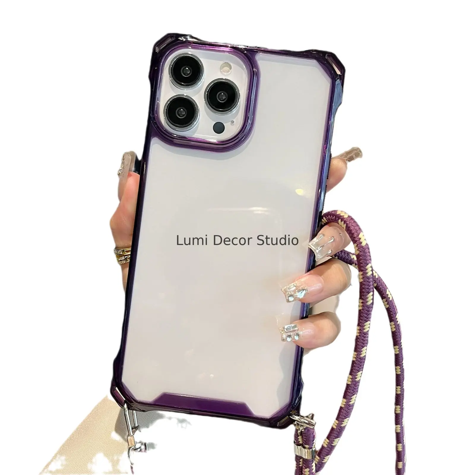 Crossbody Lanyard Phone Case - Four-Corner Anti-Drop Protective Cover with Adjustable Strap for 14 Pro and S23 Series Phones Daily Carry