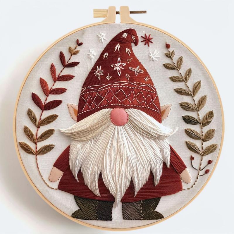 Christmas Holiday Craft Embroidery Kit for Adults - Stainless Steel Needle DIY Cross Stitch Set on Fabric, English Guide Included, Handmade Needlework Decor (Sports & Outdoor Fan Shop Gaming Craft)
