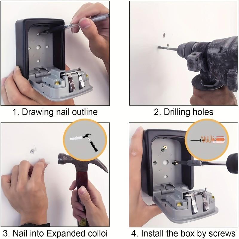 Flip-Top Key Safe Box, Wall-Mounted Metal & Plastic Key Storage, Password Lock, Ideal for Home, Hotel, Travel, Emergency, Renovation