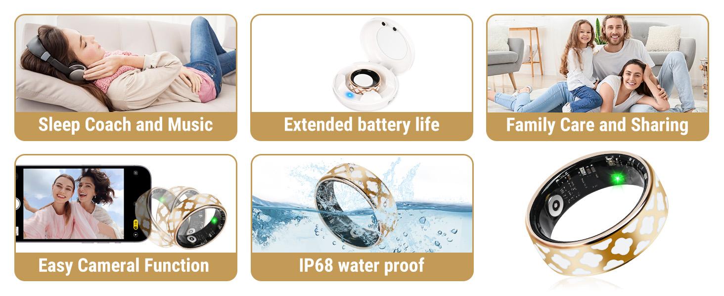 Smart Ring Health Tracker for Women&Men - No Subscription Fee,24/7 Heart Rate & Sleep Monitor,IP68 Waterproof Fitness Ring with Charging Case, Remote Camera Control,Compatible with iPhone & Android Smart Ring Health Tracker for Women&Men - No Subscription Fee,24/7 Heart Rate & Sleep Monitor,IP68 Waterproof Fitness Ring with Charging Case, Remote Camera Control,Compatible with iPhone & Android
