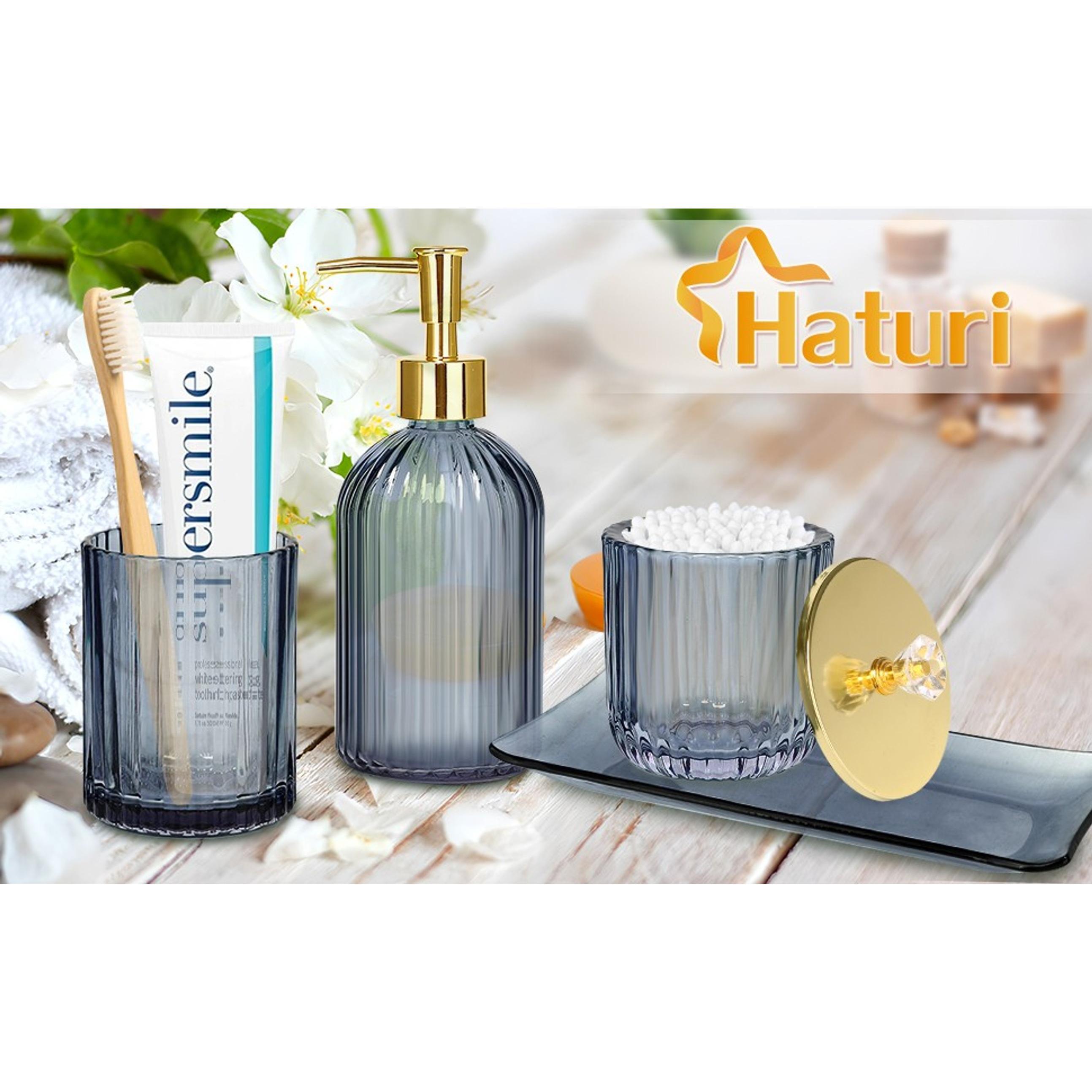 Glass Bathroom Accessories Set, Blue 4-Piece Bathroom Set Glass Bathroom Accessories Set, Blue 4-Piece Bathroom Set