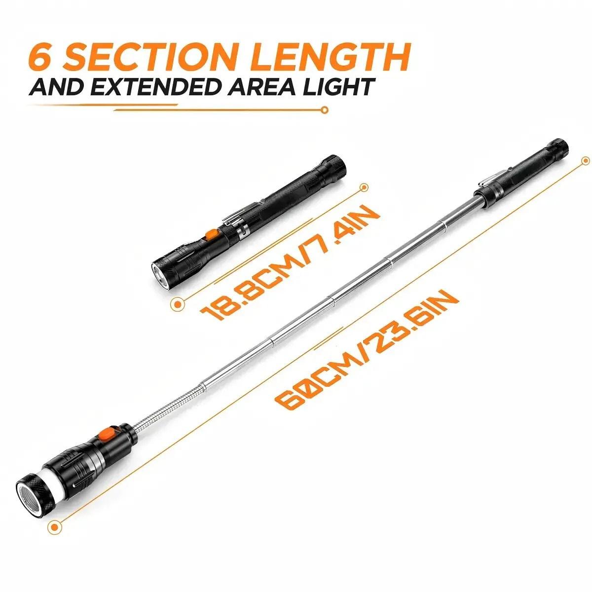 Adjustable Magnetic Pickup Tool with LED Flashlight, Ideal Gift for Men, Father's Day Present, Birthday Gift for Dad