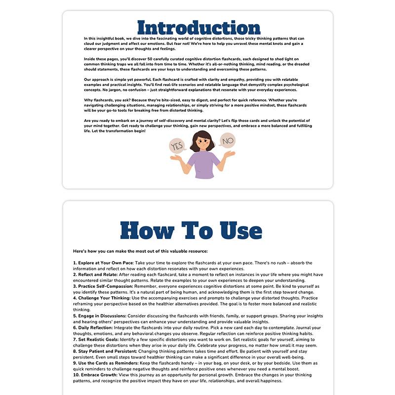 Cognitive Distortion Flashcards Mind Trap 50 Solutions Psychological Flash Cards, Improve Critical Thinking Skills, Mental Health Tools