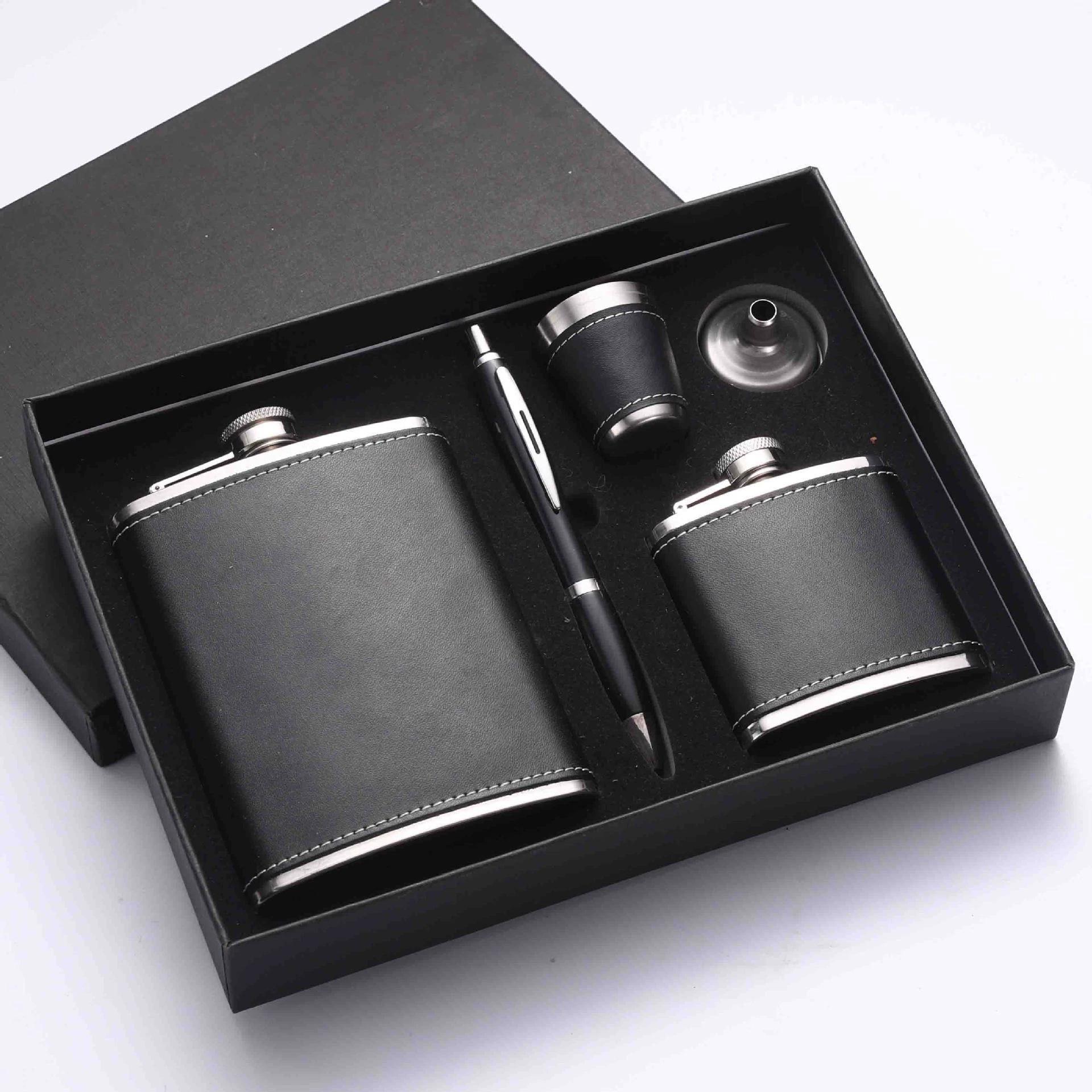 Multi-Style High-End Stainless Steel Flask Set - Portable Leak-Proof Whiskey Rum Vodka Hip Flask with Gift Box, Drinkware, Great Gift for Friends Elders Holidays, Perfect for St. Patrick's Day Easter Valentine's Day Eid Celebrations.