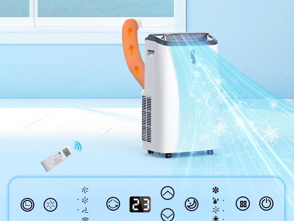 COWSAR 12000BTU-14000BTU Portable Air Conditioner,Portable AC Unit for Room Cools up to 550 Sq.ft-700 Sq.ft, 3 in 1 Air Conditioner Portable with Cooling& Dehumidifier&Fan,Remote Control,24Hrs Timer,3 Fan Speed