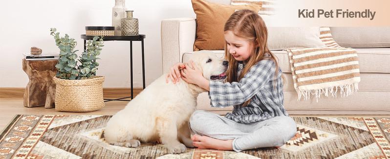 BESTSWEETIE Washable Rugs for Living Room 8x10ft Geometric Design Ultra Soft Durable Faux Wool Moroccan Runner Rug Non Slip TPR Backing Low Pile Machine Washable Kid Pet Friendly