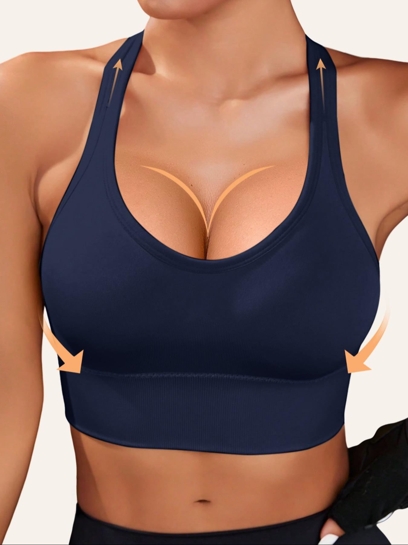 Women's Wireless Sports Bra, Sporty Bra, Fitness Bra, Sportswear Bra, Detachable Pads, Seamless Cross Back, Breathable Fabric, Yoga Running Workout Lingerie, Sports Bras Pack