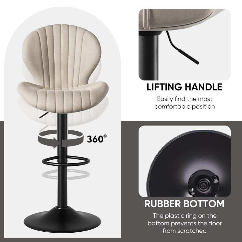 Bar Stools Set of 1/2 Modern Swivel Bar Chairs, Barstools Counter Height with High Backrest, Easy 3-5 Minute Assembly for Bar, Kitchen, Dining Room Beige