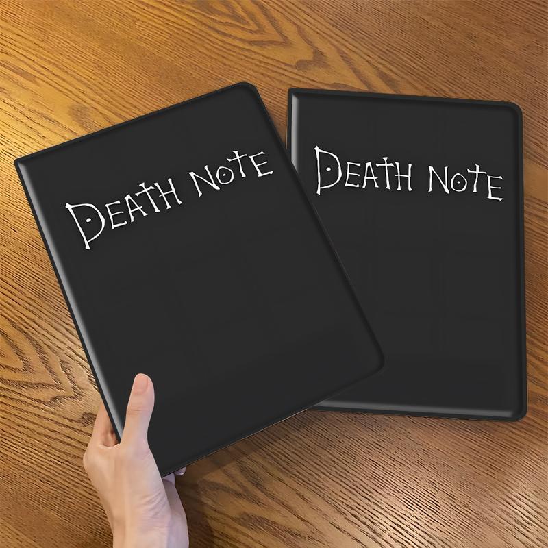 Dark Death Note Design iPad Book Style Case, Fantasy Anime Notebook Design for iPad Pro, iPad Air & Mini, Full Protection with Pen Slot, Ideal for Home & School Use