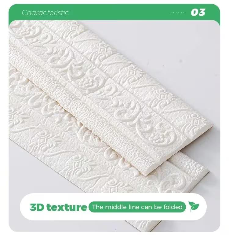 362.2 Inch (90.55 Inch X 4 Rolls) 3D Self-Adhesive Waterproof Wall Stickers - Foldable, Multiple Colors Availabel and Stick, Foam Decorative Strips, Wallpaper Borders, Foam Baseboards, Wall Stickers, Suitable for Home Decoration