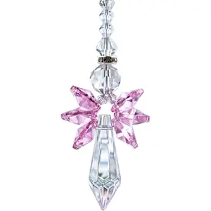 Rainbow Guardian Angel Crystal Suncatcher for Home/Car Decoration & Porch Decor & Hangings Crystal Glass Ornament for Mom Women (Pink)