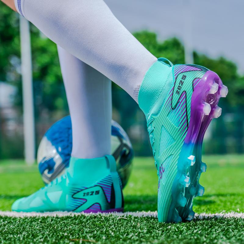Unisex Professional Ag Football Cleats, Speed Cleats, Outdoor Sports Soccer Boots, Long Studs High Top, Artificial Grass Shoes, Turf Shoes, Lightweight Comfortable