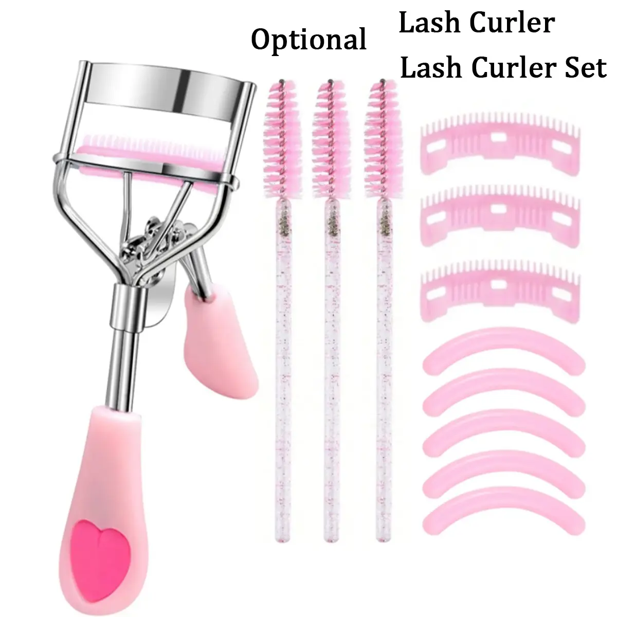 Eyelash Curler Set, 1 Eyelash Curler With 3 Replacement Brushes, 3 Eyelash Combs, 5 Replacement Pads For Women To Achieve Dramatic Curler.