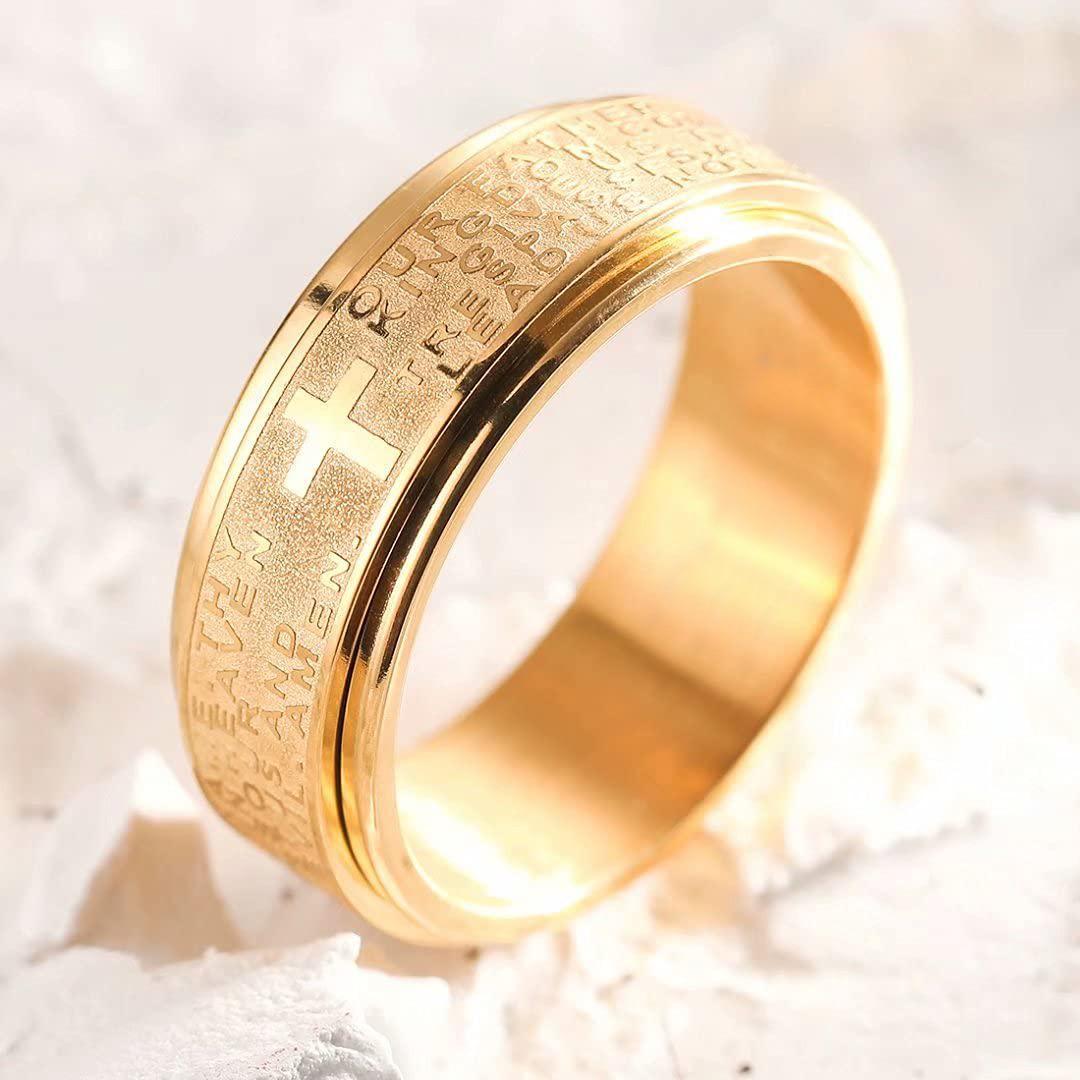 Stainless Steel Anxiety Rings For Men Women Christian Cross Religious Spinner Chain Rings Anti Stress Retro Amulet Jewelry Stainless Steel Anxiety Rings For Men Women Christian Cross Religious Spinner Chain Rings Anti Stress Retro Amulet Jewelry