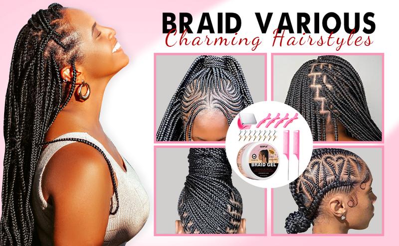 Braiding Tools Kit for Professional Hair Braiding Parting Comb Finger Comb Wristband Clips Braid Gel for Neat Stitch Braids  Haircare Heatless