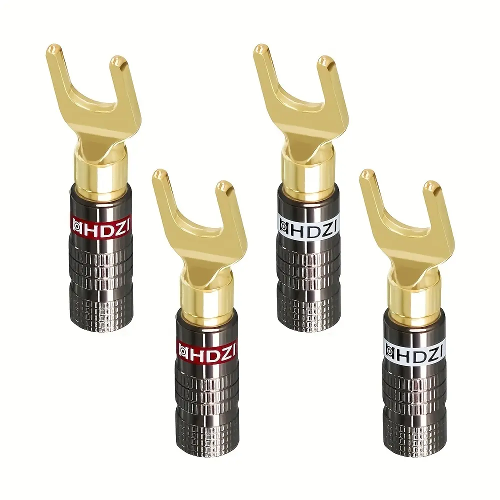 24k Gold Plated Y-Type Audio Banana Plug, High Conductivity, Secure Connection, Ideal for Amplifiers, Hi-Fi Systems, Home Theater