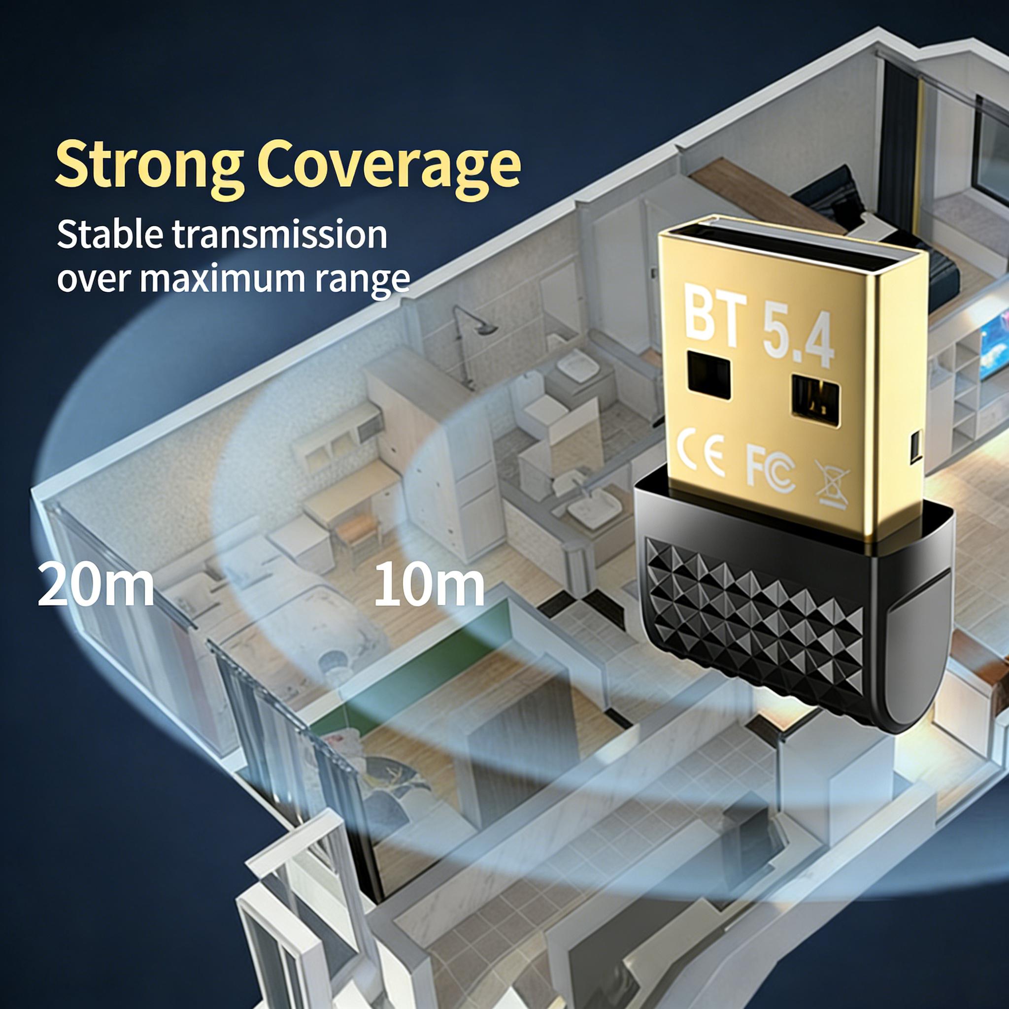 Bluetooth 5.4 Adapter USB Dongle with EDR BLE Plug and Play for Windows PC Laptop Desktop 20m Stable Transmission Compatible with Windows 11/10/8.1, Receiver Dongle