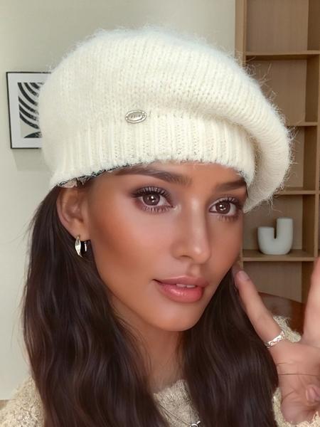 Women's Fitted Beret Hat, Plain Woven Fabric, Casual Style, All Season Wear, Perfect for Daily Use, Knit Hat