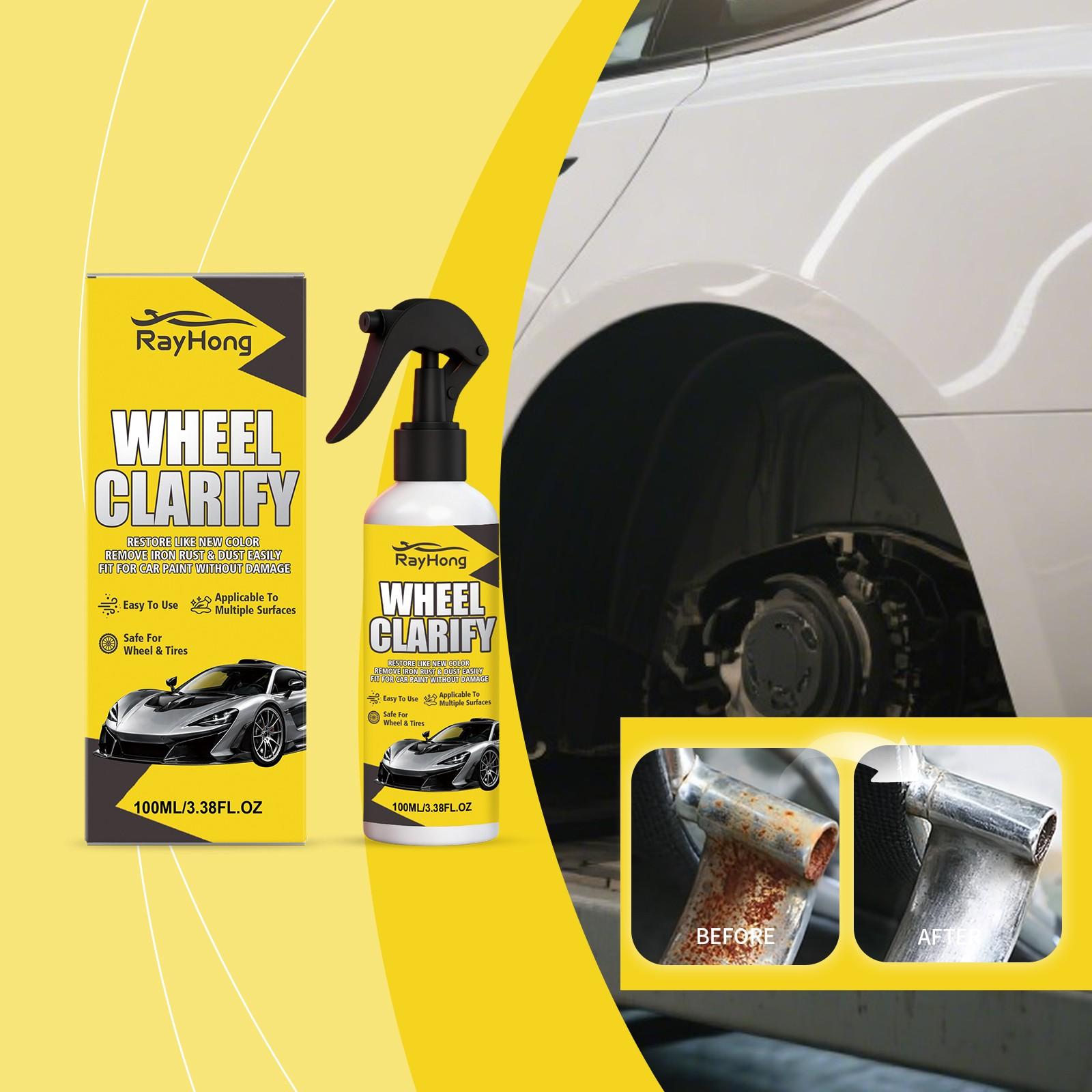 Wheel HUB Rust Removal Refinish Spray, Car Body Wheel Brake Dust Surface Rust Daily Cleaning Shine Care, Automotive Maintenance Solution